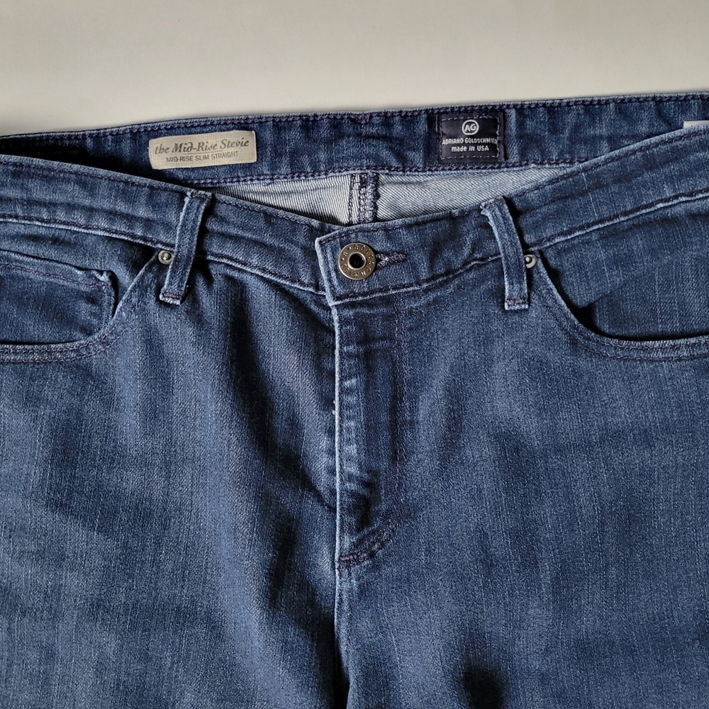 AG Adriano Goldschmied  The Stevie Mid rise Slim Straight Leg Size 32R - Picture 12 of 12